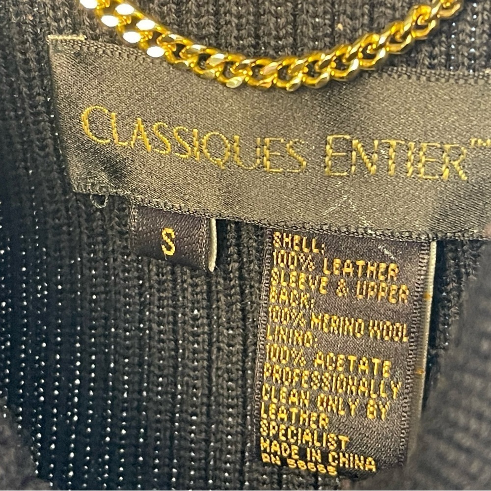 Nordstrom Classiques Entier Black Leather & Merino Wool Jacket, Minimalist, S - Picture 8 of 9